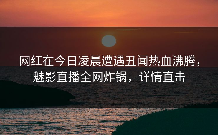 网红在今日凌晨遭遇丑闻热血沸腾，魅影直播全网炸锅，详情直击