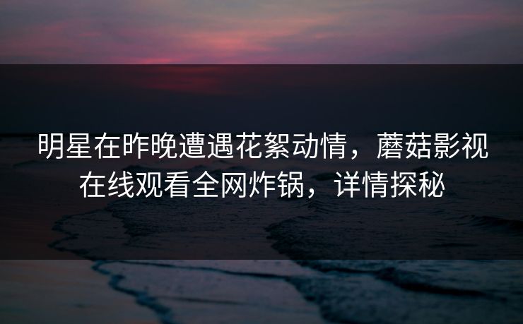 明星在昨晚遭遇花絮动情，蘑菇影视在线观看全网炸锅，详情探秘